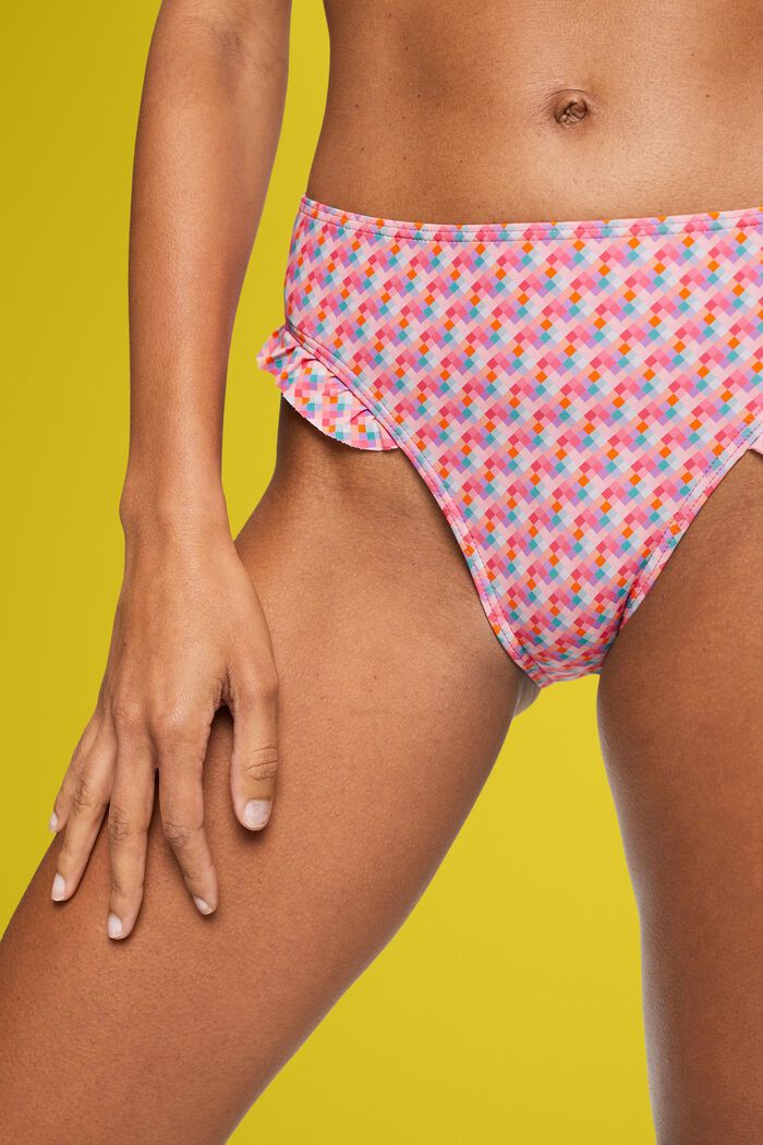 Multi-coloured bikini bottoms with ruffle details, PINK FUCHSIA, detail image number 1