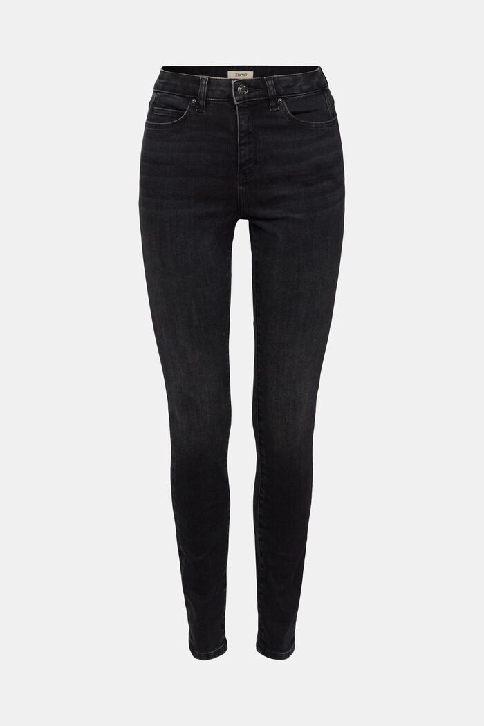 High-rise skinny fit stretch jeans, BLACK MEDIUM WASHED, overview