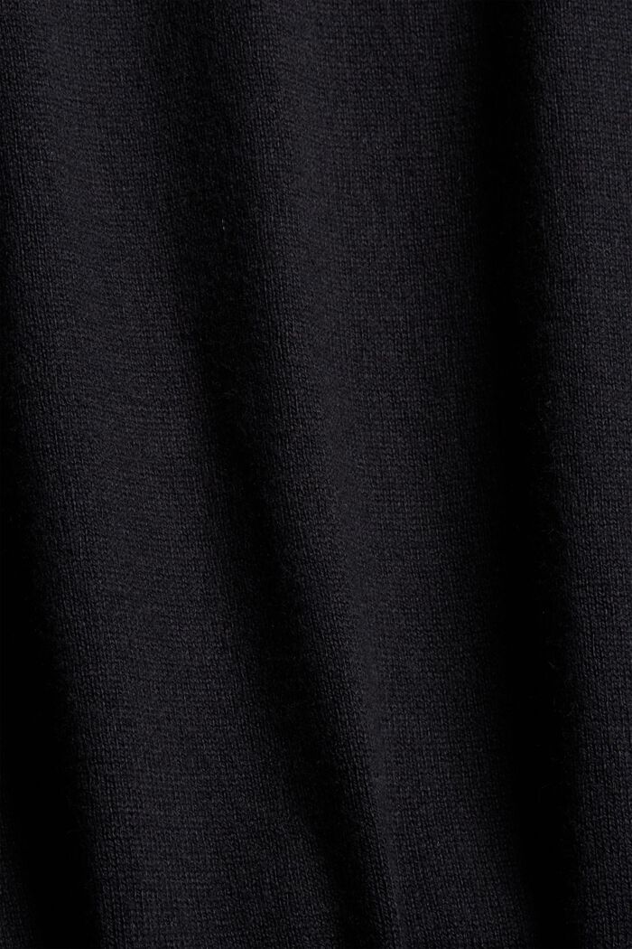 Cashmere blend: jumper with a drawstring collar, BLACK, detail image number 4