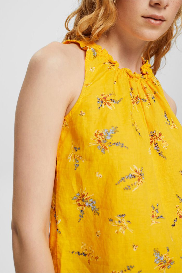 Blended linen blouse with a floral pattern, SUNFLOWER YELLOW, detail image number 2