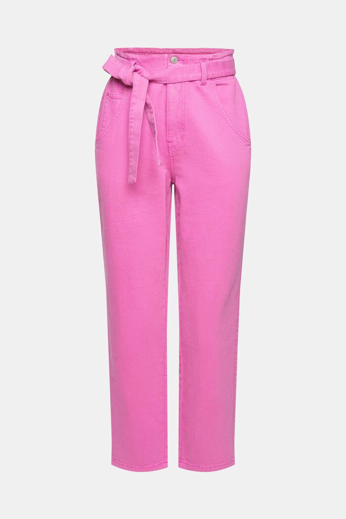 Containing hemp: trousers with a tie-around belt, PINK FUCHSIA, overview