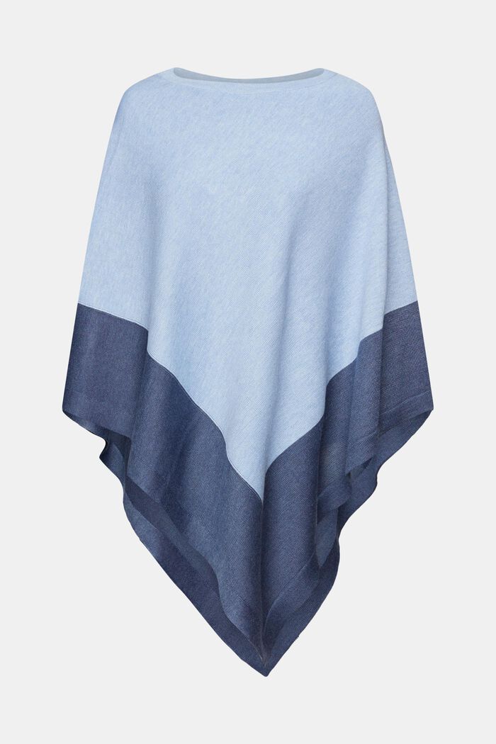 Two-tone poncho, PASTEL BLUE, detail image number 0