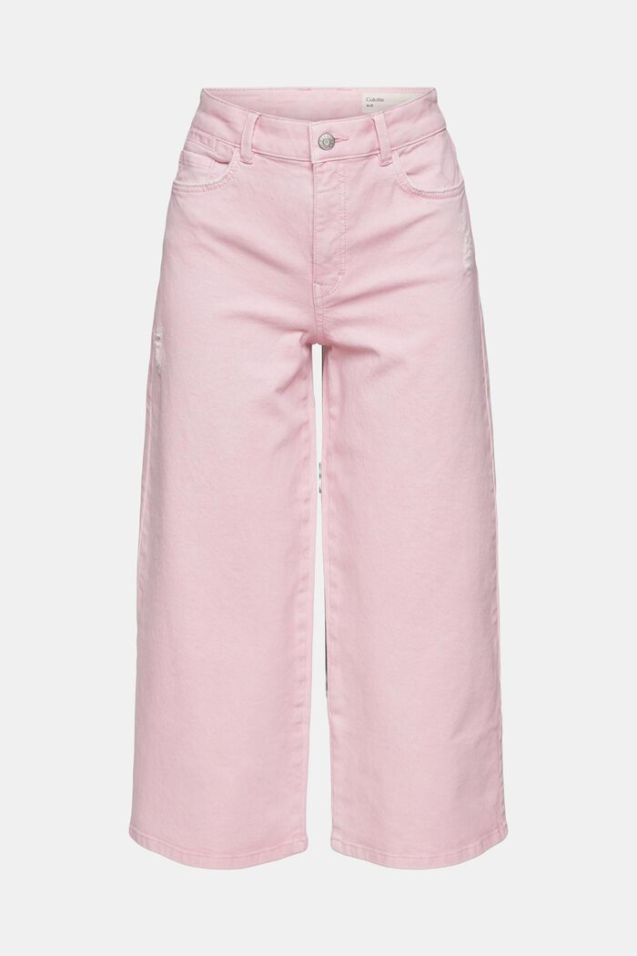 Denim culottes with distressed effects