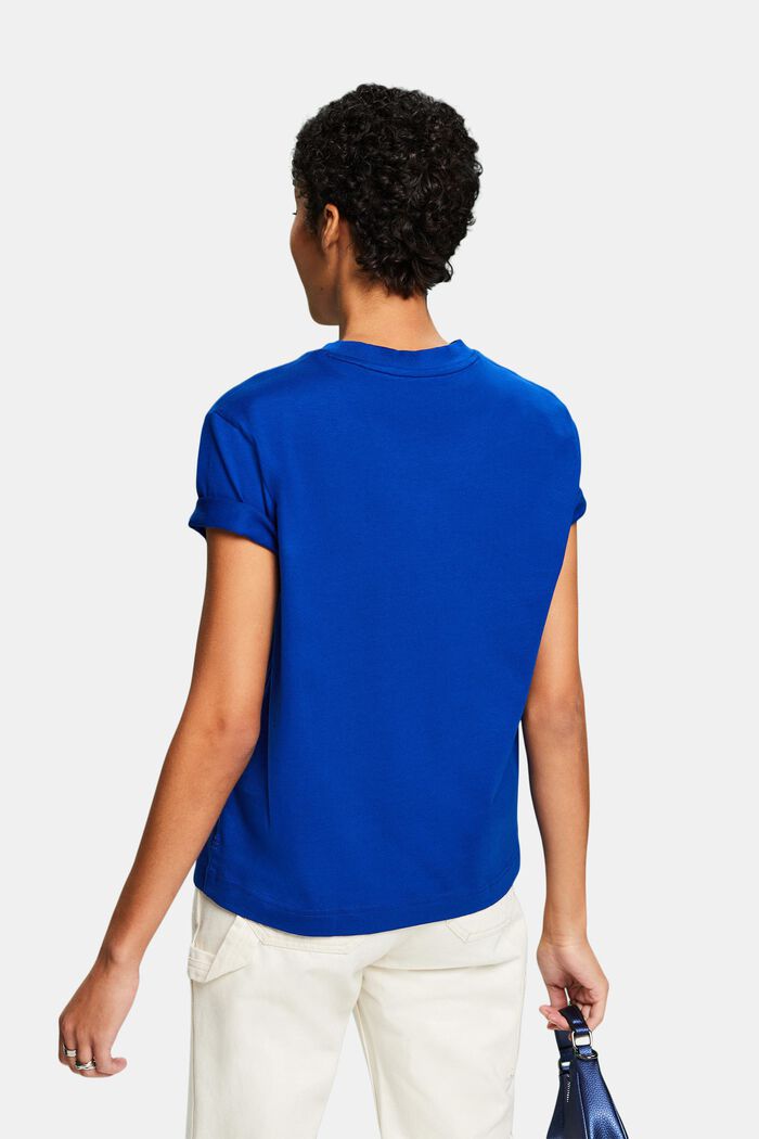 Pima Cotton Crewneck T-Shirt, BRIGHT BLUE, detail image number 2