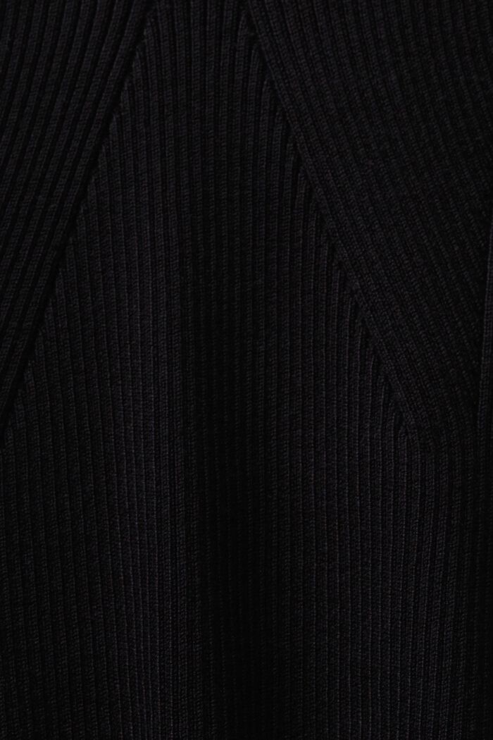 Rib-Knit V-Neck Sweater, BLACK, detail image number 6