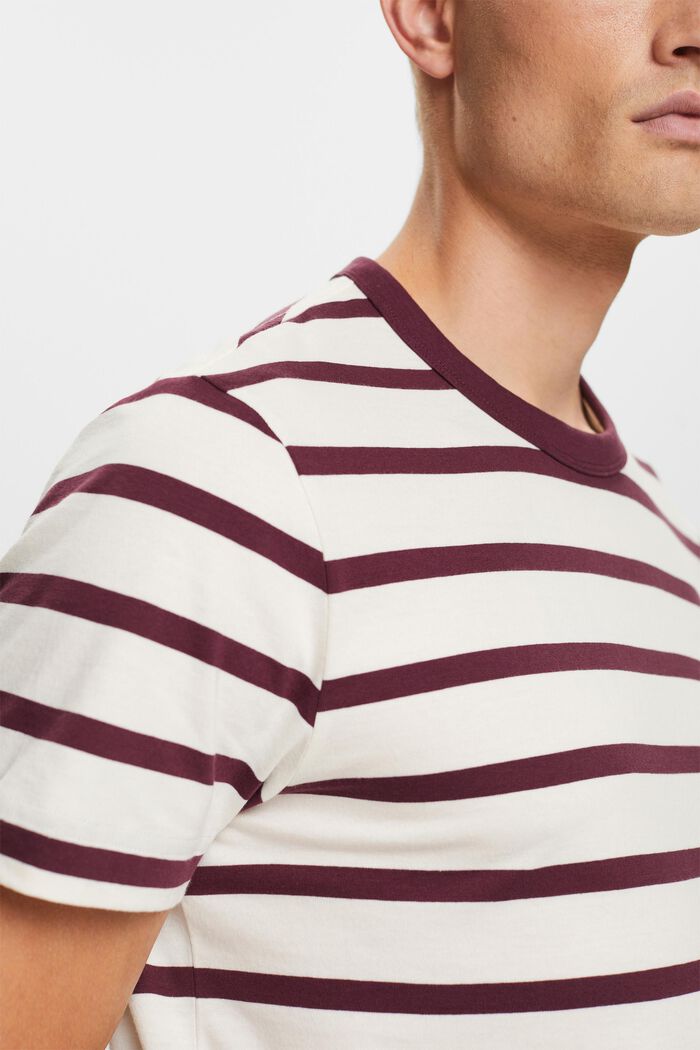 Striped Cotton Jersey T-Shirt, AUBERGINE, detail image number 2
