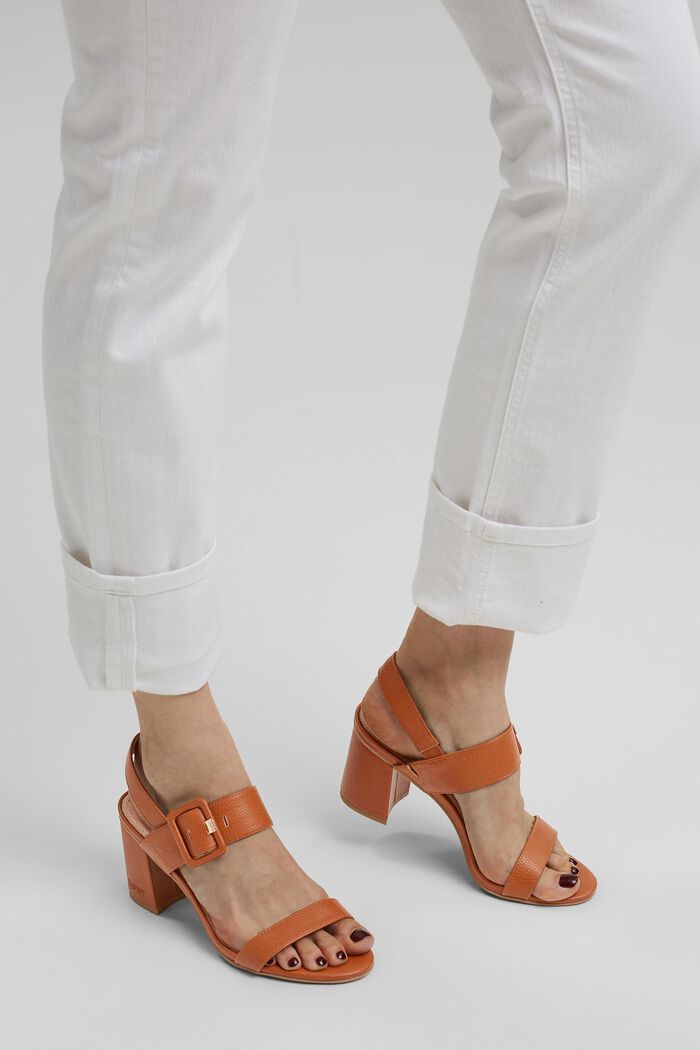 Sandals with a faux leather buckle