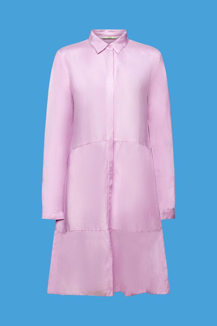 Linen blend mini shirt dress, LILAC, detail image number 6