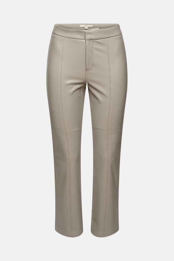 Flared trousers in faux leather, GUNMETAL, overview