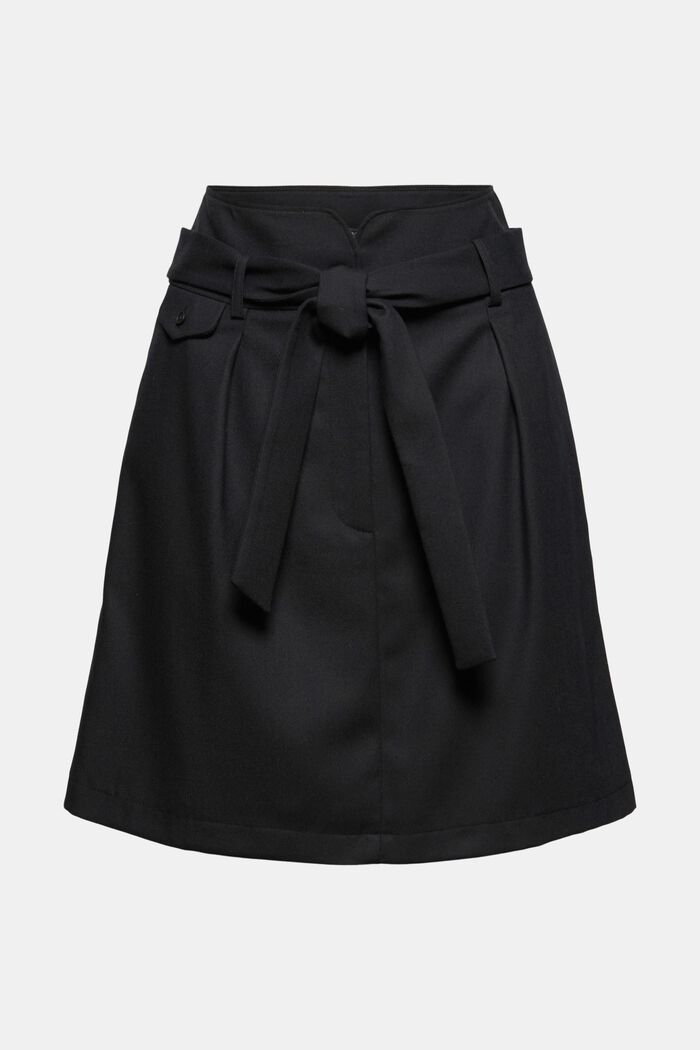 Made of recycled material: mini skirt with a tie-around belt, BLACK, detail image number 7