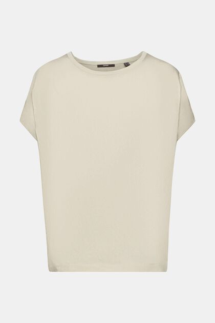 Mixed fabric sleeveless T-shirt