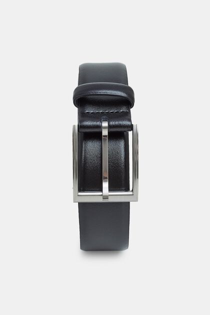 Leather business belt, BLACK, overview