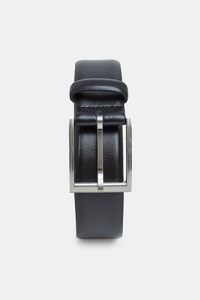 Leather business belt, BLACK, detail image number 0