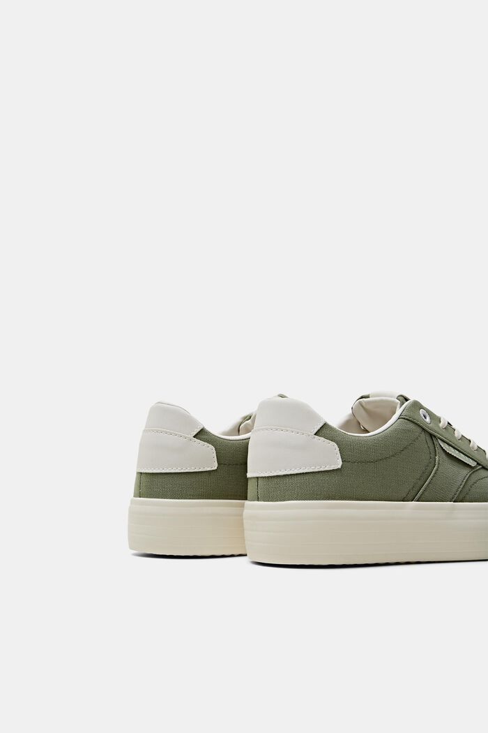 Canvas trainers with platform sole, KHAKI GREEN, detail image number 4