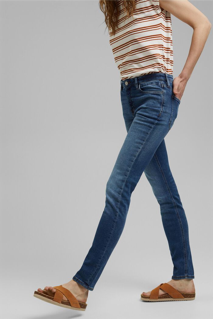 Stretch jeans in organic cotton, BLUE MEDIUM WASHED, detail image number 5