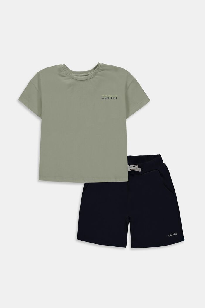 Mixed set: T-shirt and shorts, DUSTY GREEN, detail image number 0