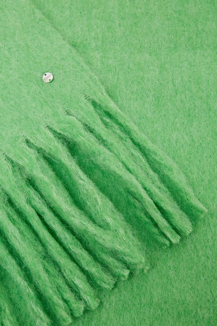 Fringed Knit Scarf, LIGHT GREEN, detail image number 1