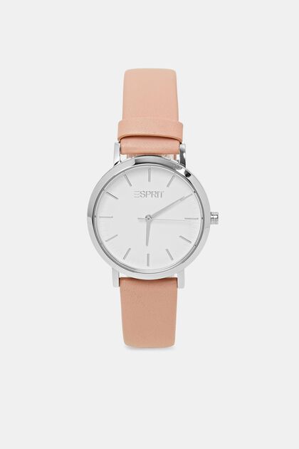 Stainless Steel Leather Strap Watch