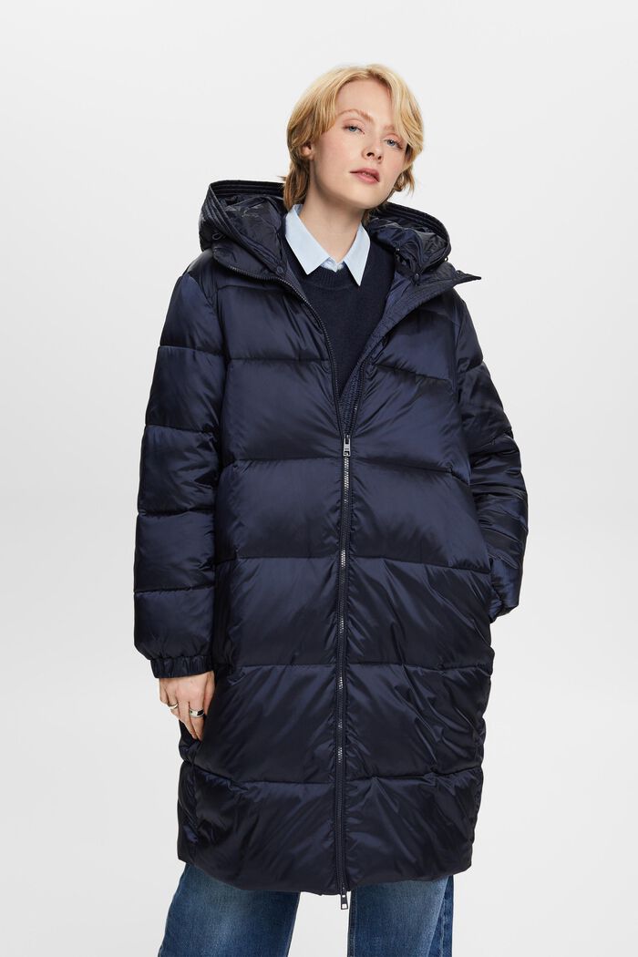 Puffer Coat With Detachable Hood, NAVY, detail image number 0