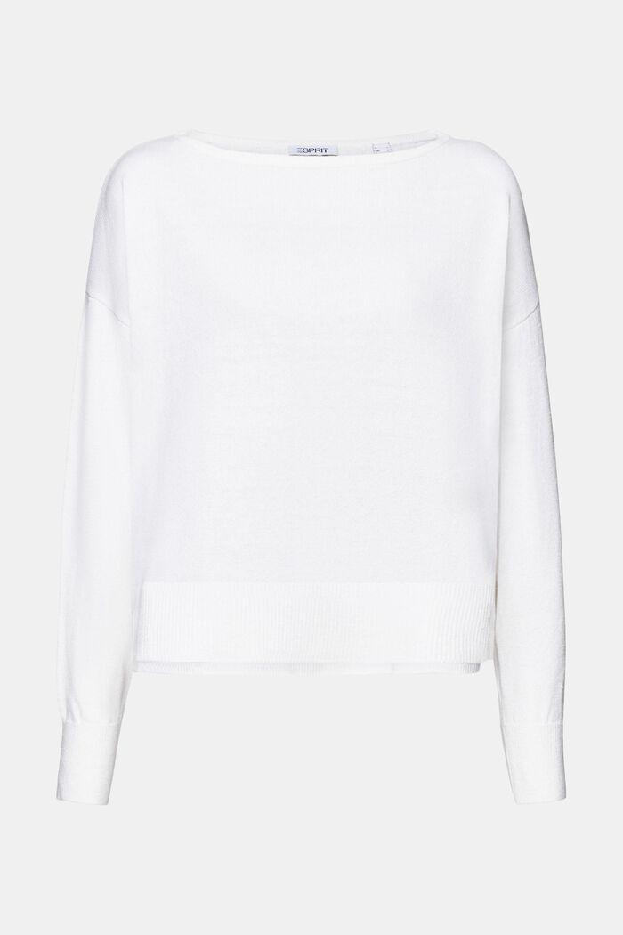 Cotton-Linen Sweater, WHITE, detail image number 6