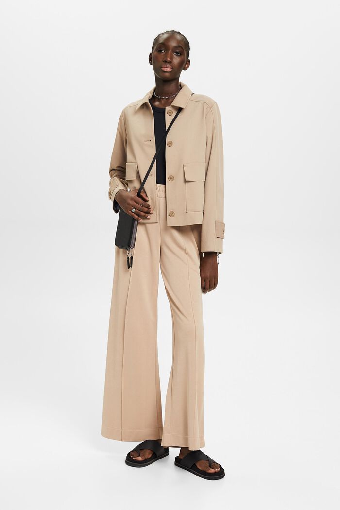 Wide-legged woven trousers, TAUPE, detail image number 1