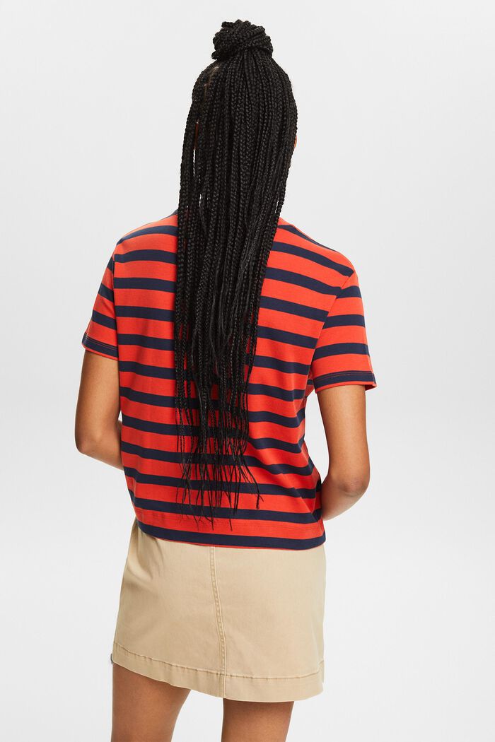 Striped Crewneck T-Shirt, BRIGHT ORANGE, detail image number 2