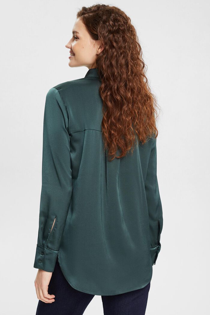 Satin blouse, DARK TEAL GREEN, detail image number 3