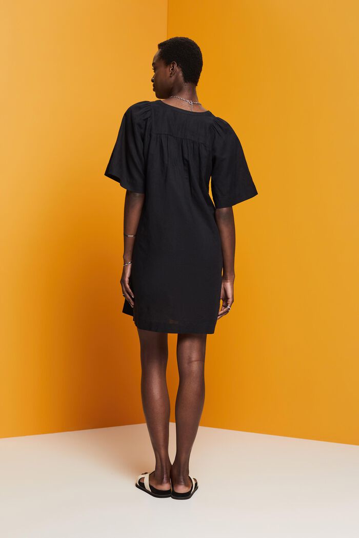 Mini dress, cotton-linen blend, BLACK, detail image number 3
