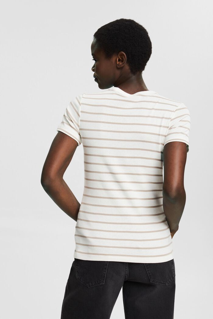 Striped cotton T-shirt, OFF WHITE, detail image number 3