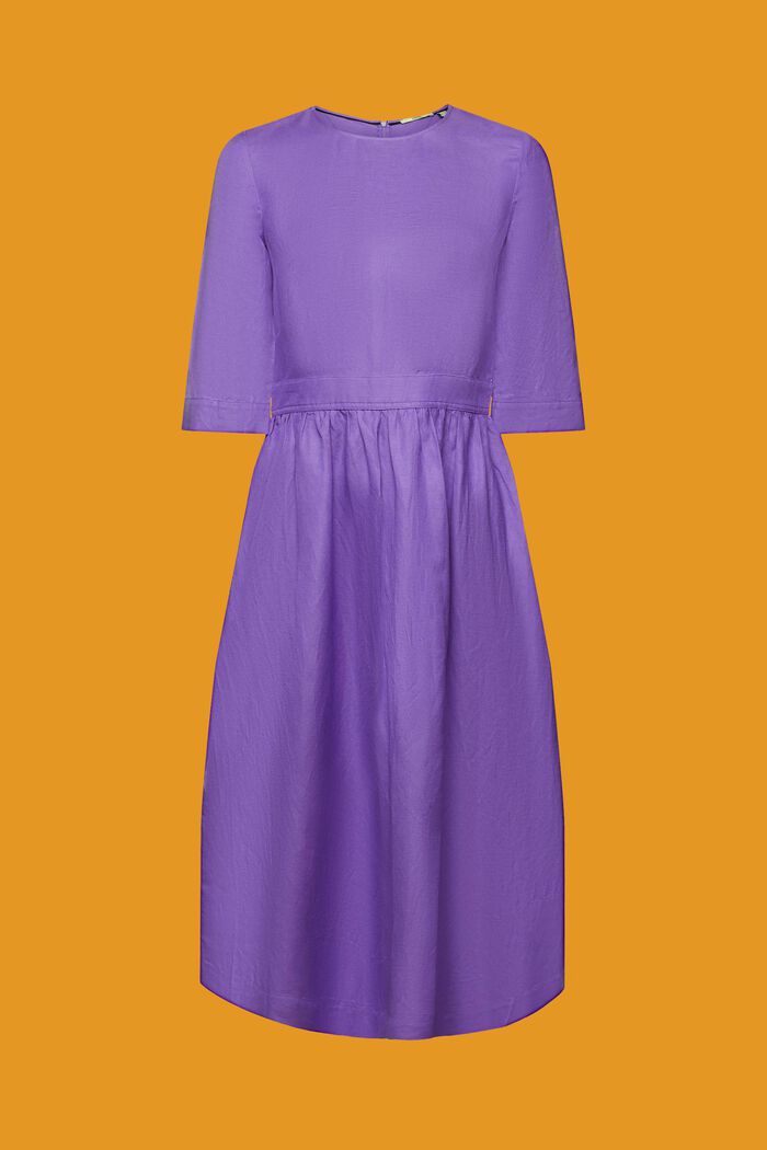 Blended linen and viscose woven midi dress, PURPLE, detail image number 6