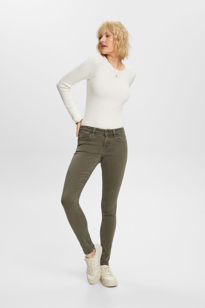 Skinny mid-rise trousers, KHAKI GREEN, detail image number 4