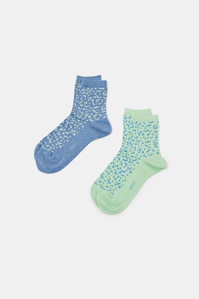 2-Pack Printed Cotton Socks, JEANS/MINT, detail image number 0