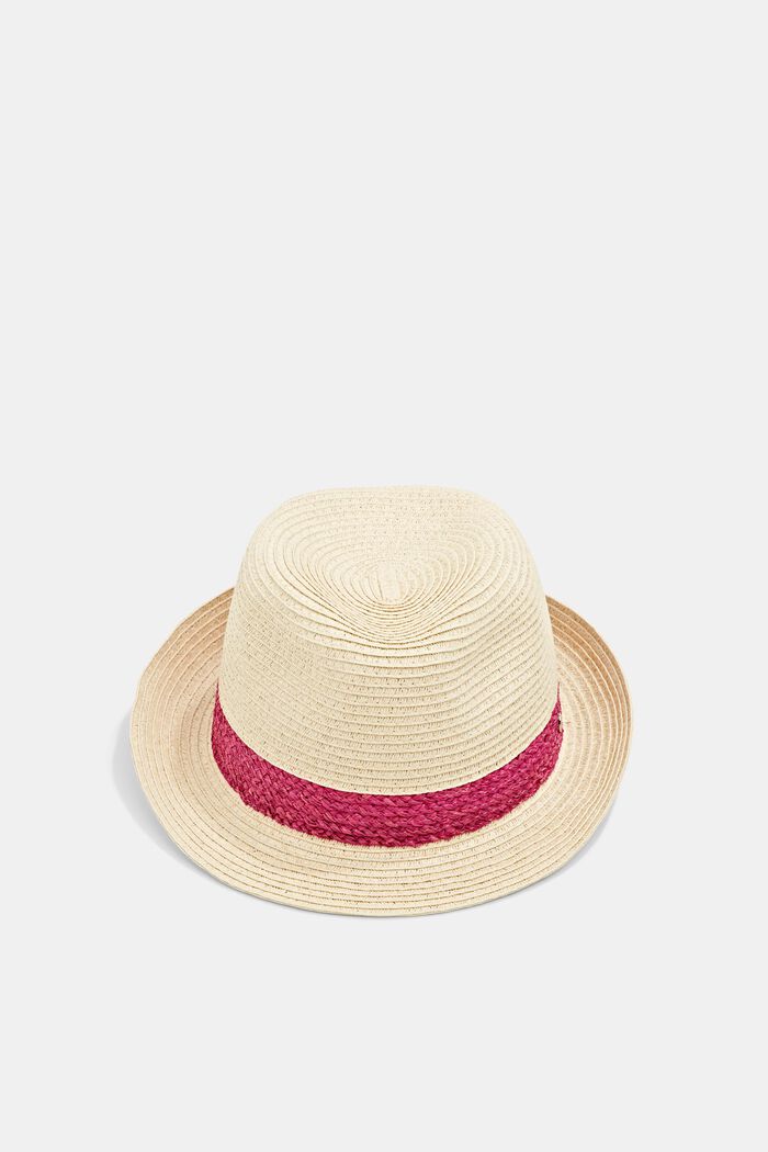 Trilby hat with a straw trim