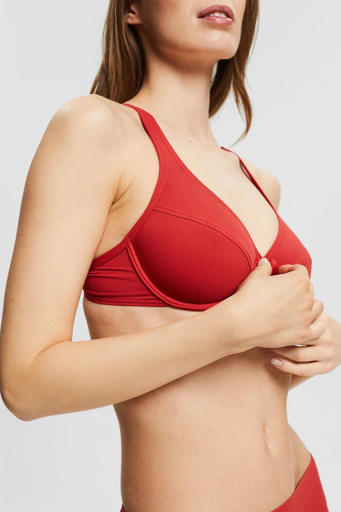 Made of recycled material: unpadded underwire bikini, RED, detail image number 0