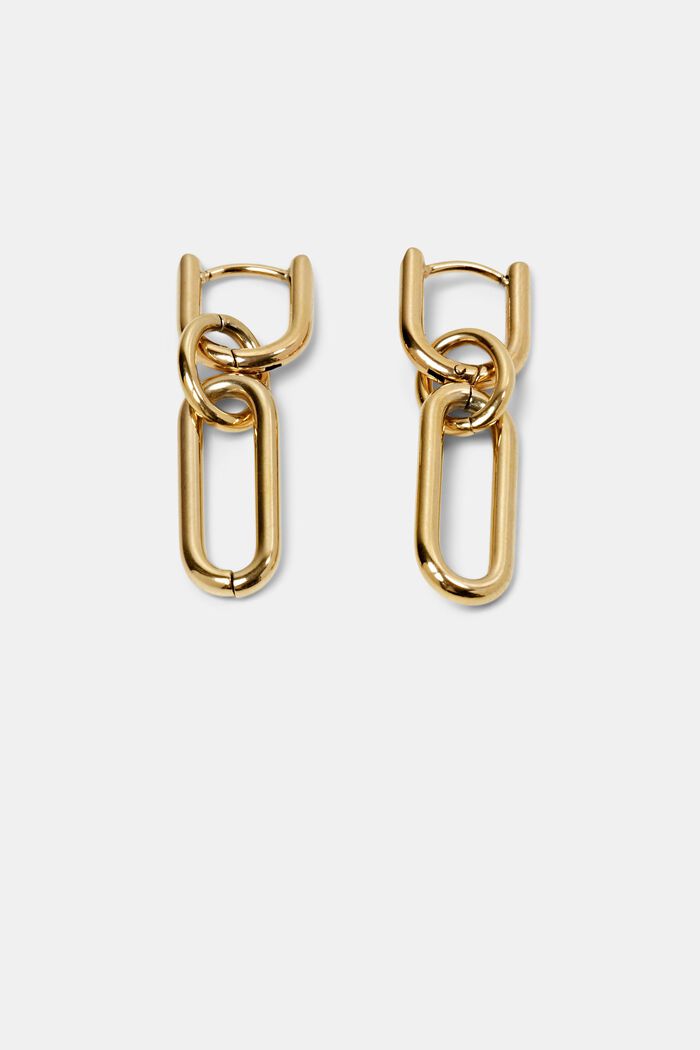 Link earrings, stainless steel, GOLD, detail image number 0