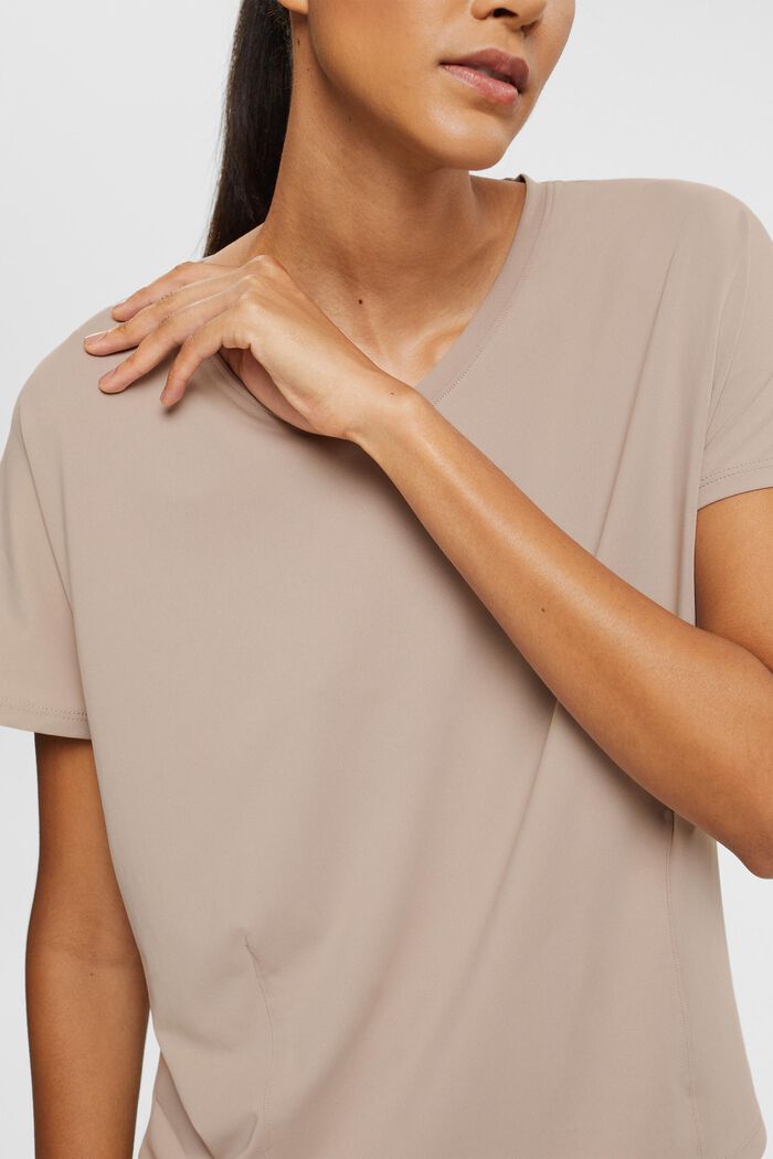 Active v-neck t-shirt with E-DRY, BEIGE, detail image number 4
