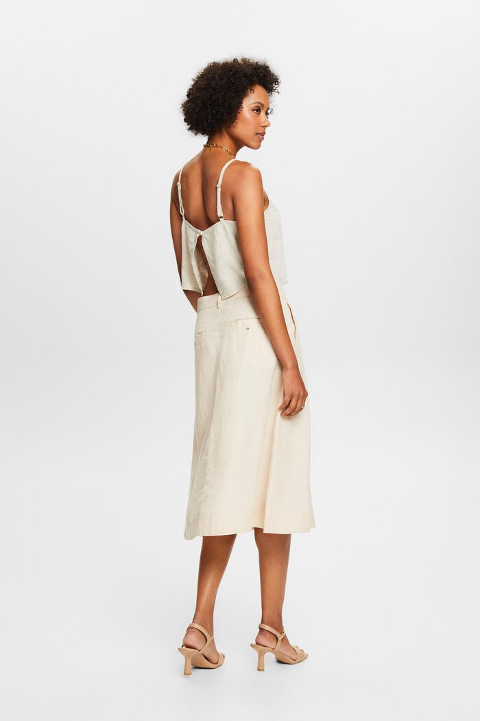 Linen A-Line Midi Skirt, CREAM BEIGE, detail image number 2