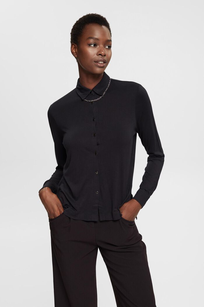 Buttoned long-sleeved top, LENZING™ ECOVERO™