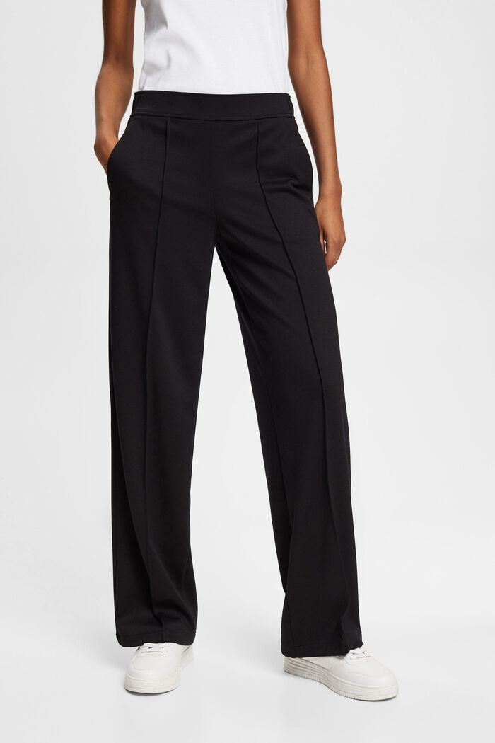Wide-legged woven trousers, BLACK, detail image number 0