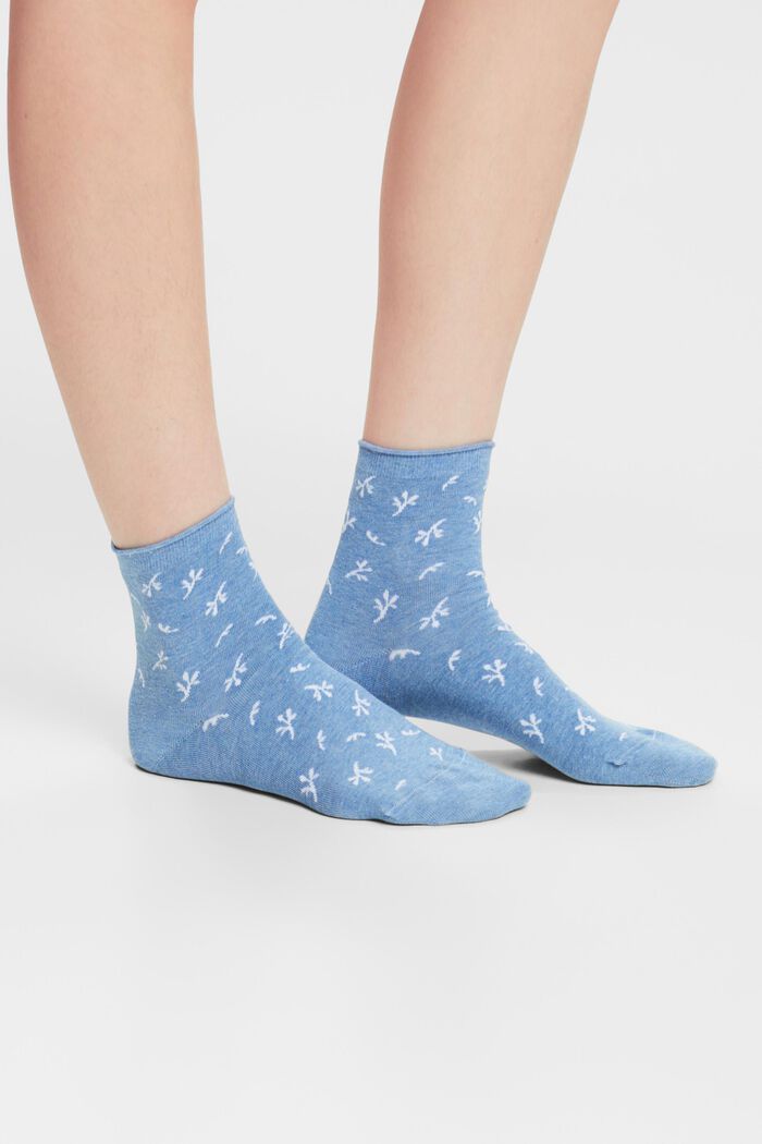 2-Pack Printed Cotton Socks, NAVY/BLUE, detail image number 1