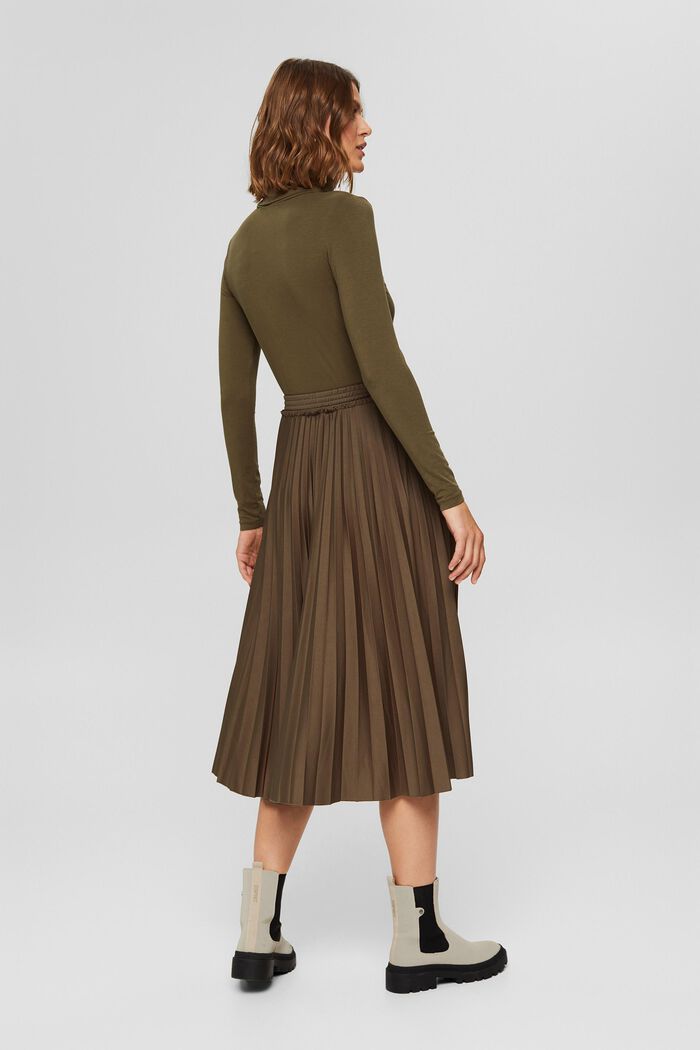 Pleated midi skirt, DARK KHAKI, detail image number 3