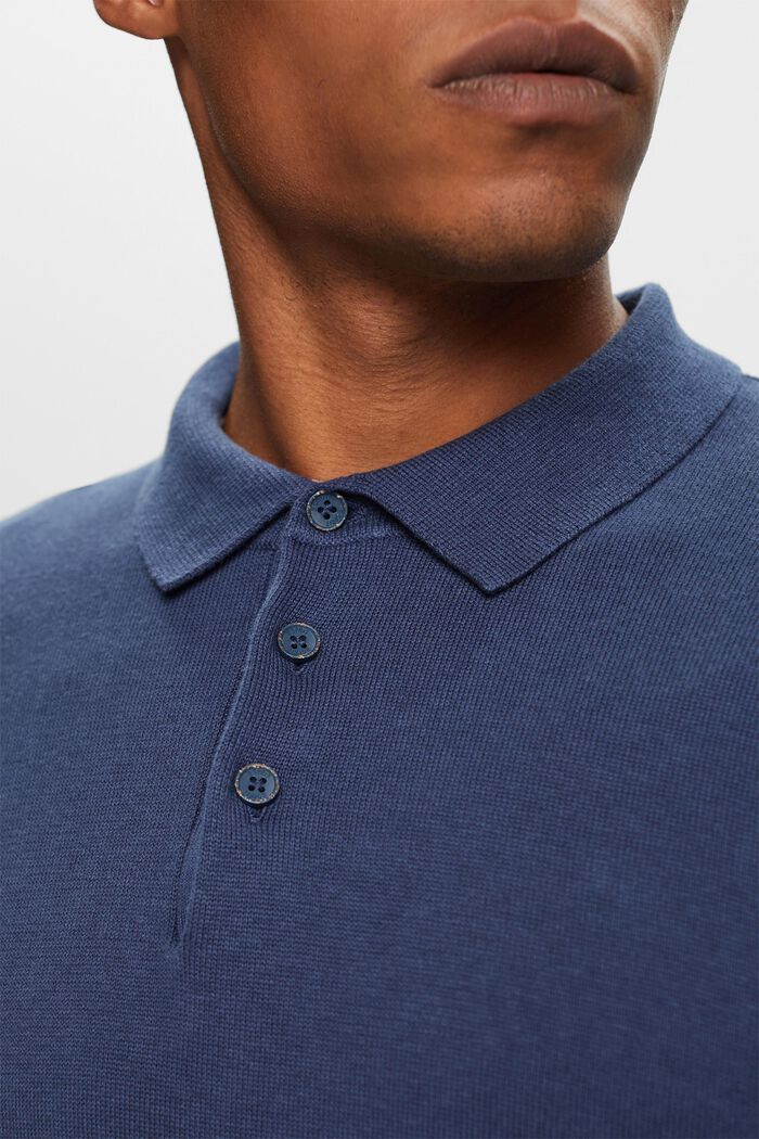 Knit jumper with a polo collar, TENCEL™, GREY BLUE, detail image number 2