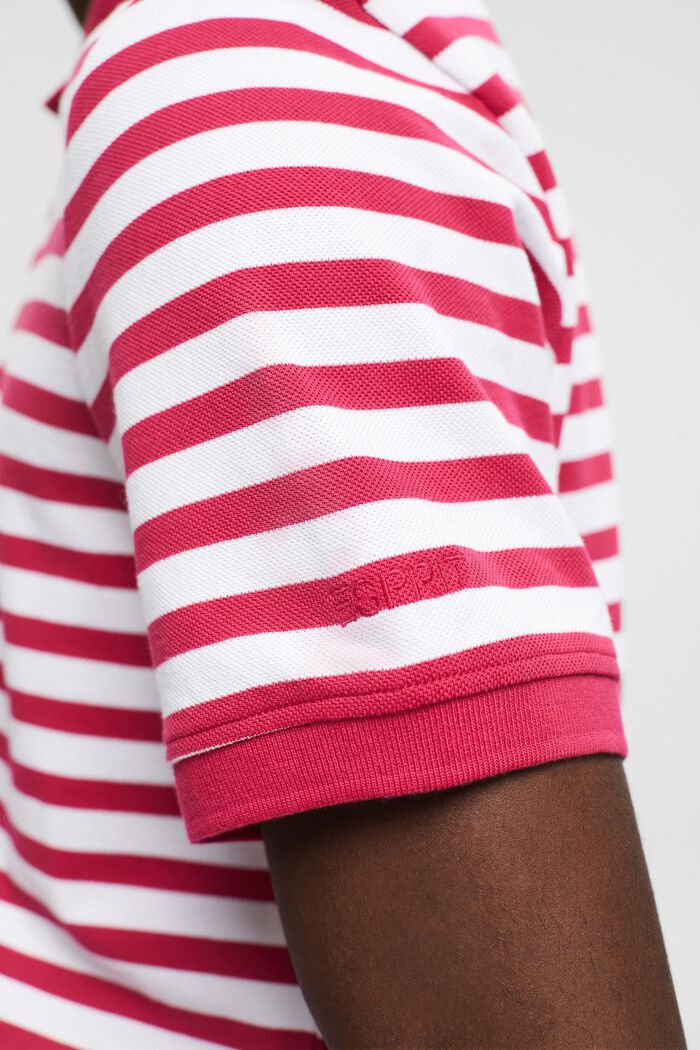Striped slim fit polo shirt, DARK PINK, detail image number 4