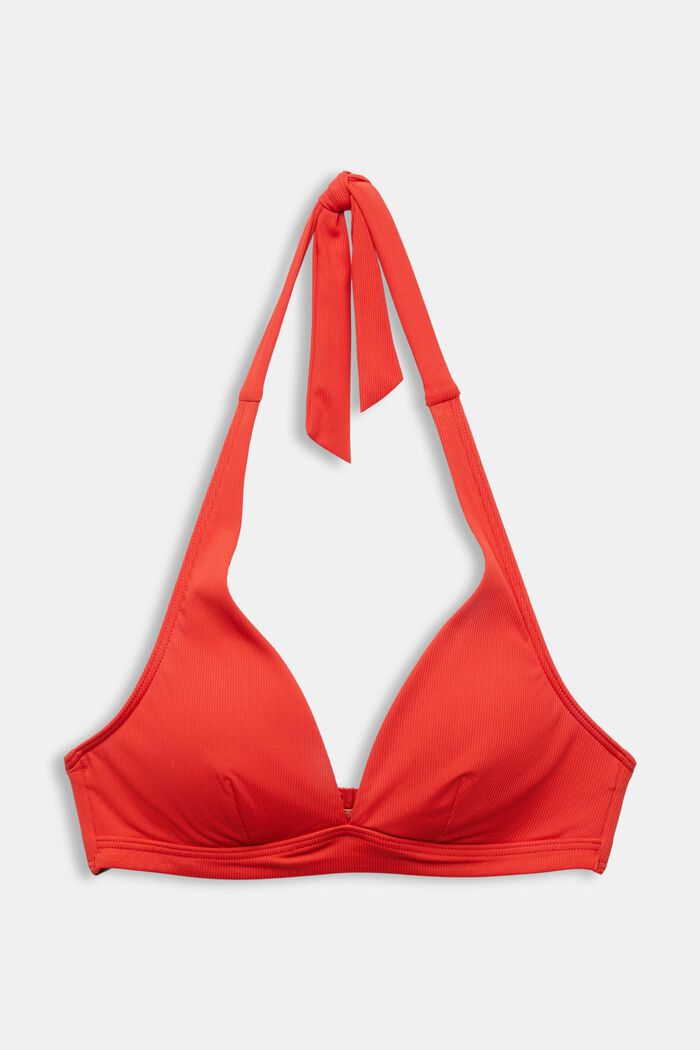 Padded Halterneck Bikini Top, DARK RED, detail image number 5