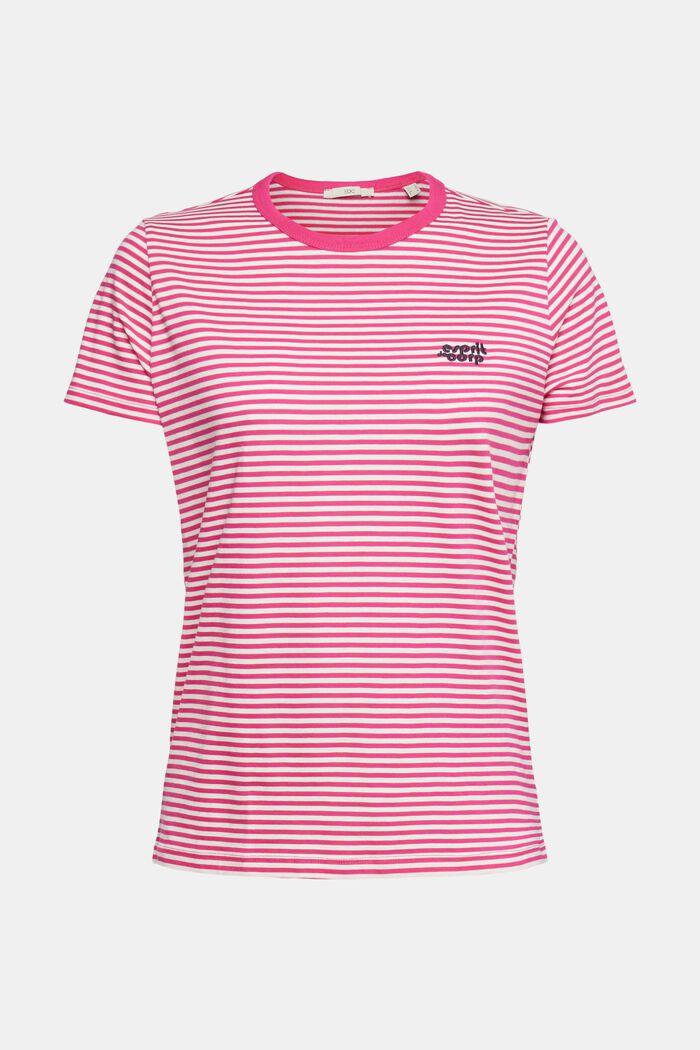 Striped t-shirt with embroidered flower, PINK FUCHSIA, detail image number 2