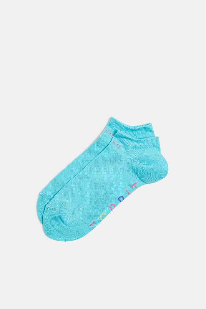 Double pack of trainer socks with a logo, TURQUOISE, detail image number 0