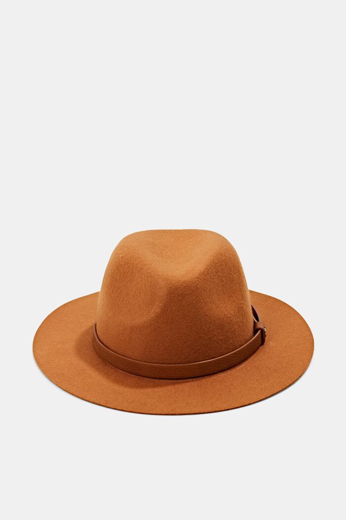 Made of wool: hat with a faux leather band
