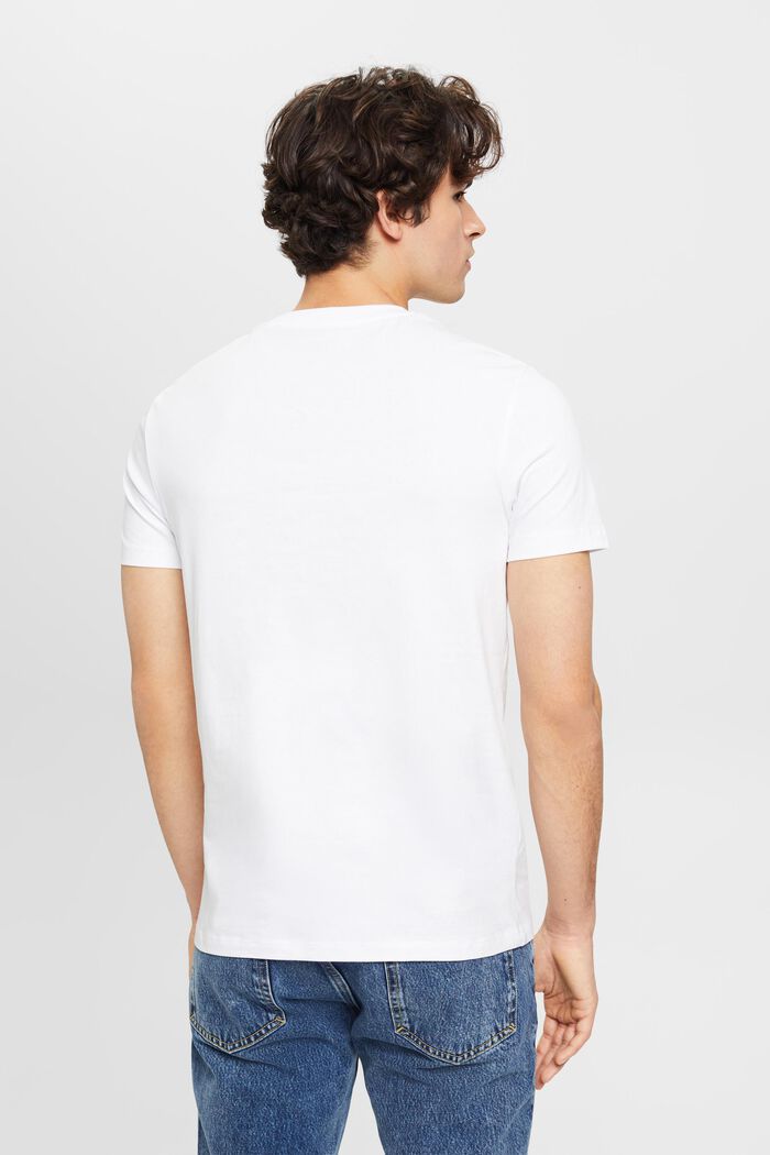 Slim fit cotton t-shirt with small breast print, WHITE, detail image number 3