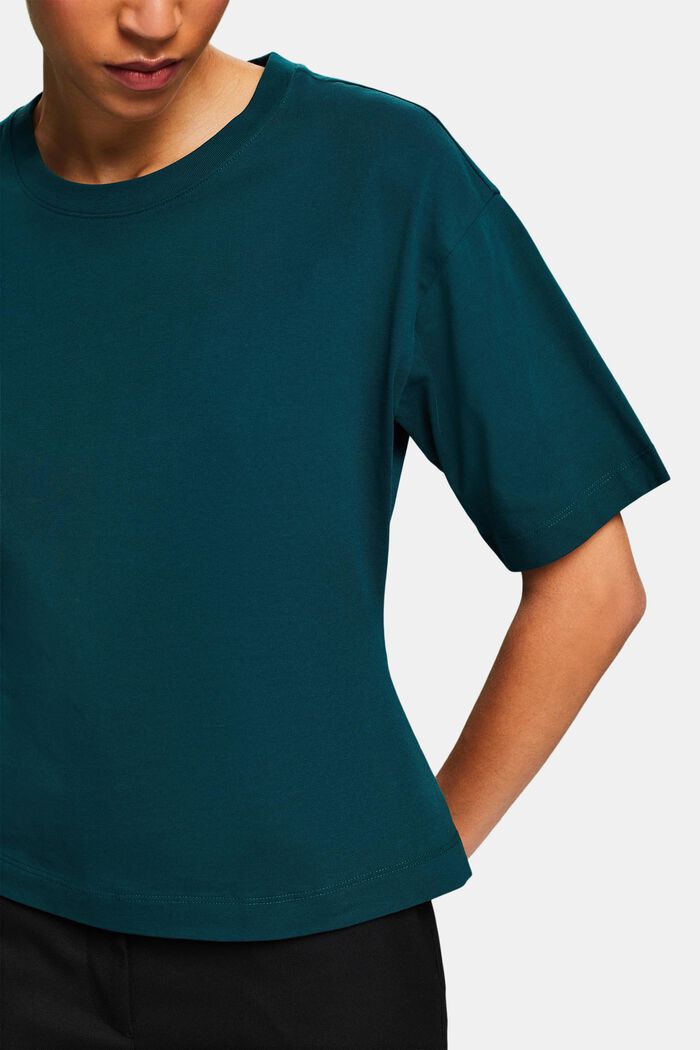 Waisted Crewneck T-Shirt, DARK TEAL GREEN, detail image number 2