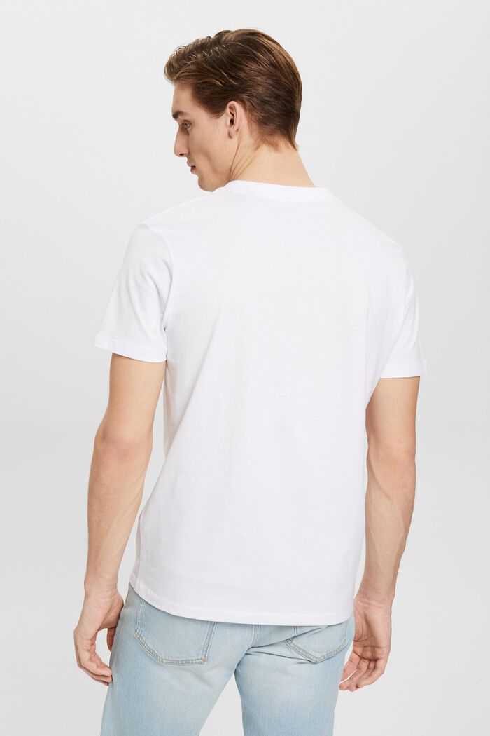 Slim fit V-neck cotton t-shirt, WHITE, detail image number 3